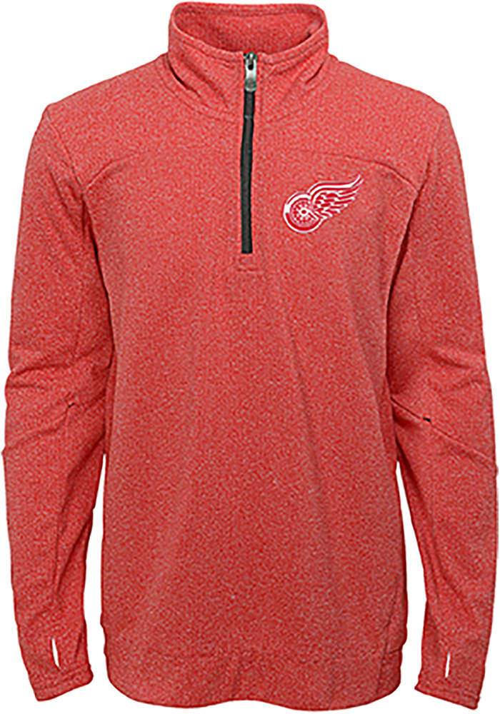 Detroit Red Wings Boys Red Polymer Long Sleeve 1/4 Zip Pullover