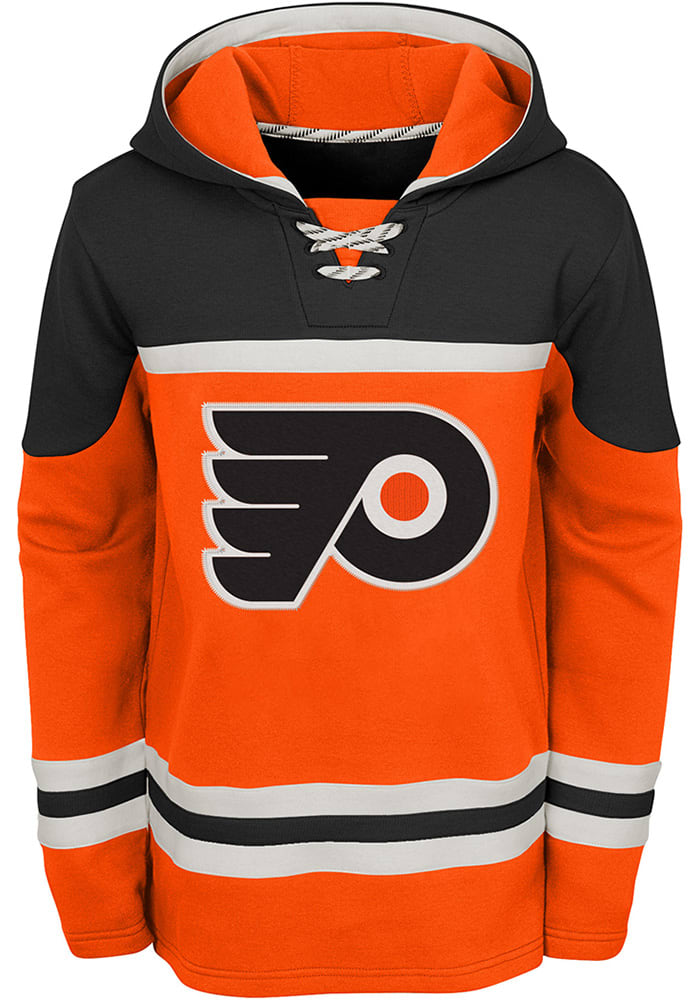 Philadelphia Flyers Boys Orange Asset Long Sleeve Hooded Sweatshirt