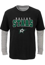 Dallas Stars Boys Black Playmaker Long Sleeve Fashion T-Shirt