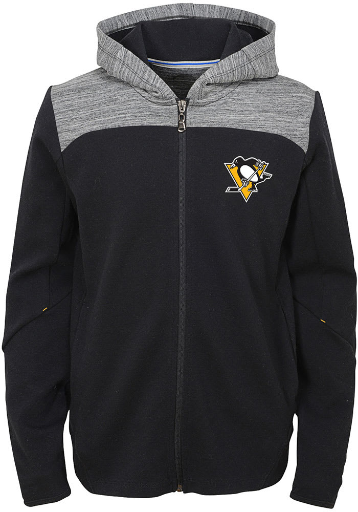 Pittsburgh Penguins Boys Black Centripedal Long Sleeve Full Zip Hooded Sweatshirt