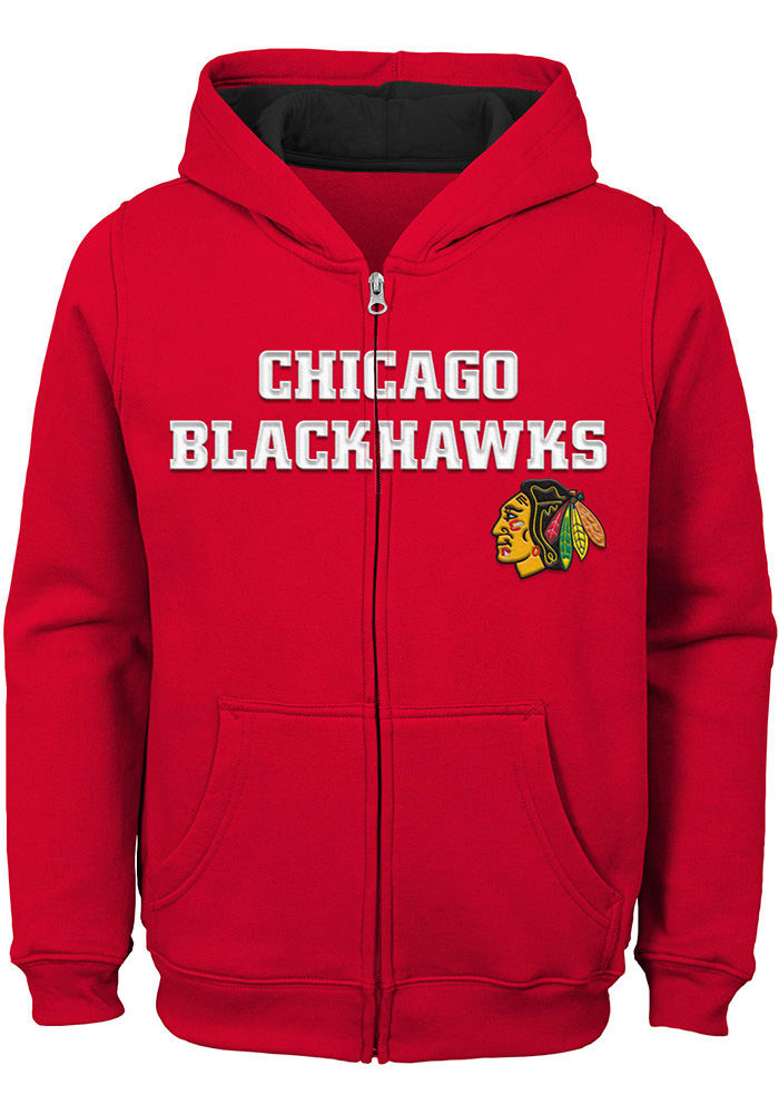 Chicago Blackhawks Boys Red Prime Long Sleeve Full Zip Hooded Sweatshirt