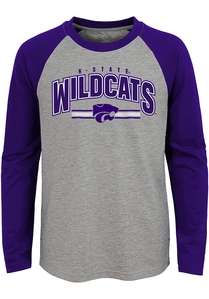 K-State Wildcats Youth Grey Audible Long Sleeve Fashion T-Shirt