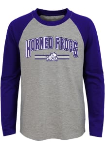 TCU Horned Frogs Youth Grey Audible Long Sleeve Fashion T-Shirt