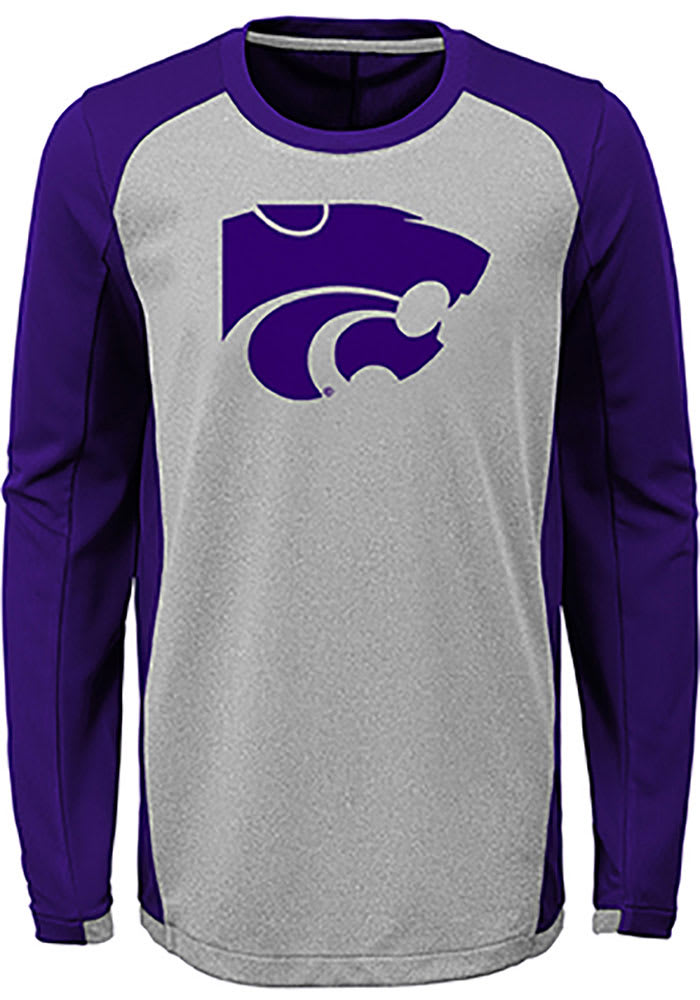 K-State Wildcats Youth Grey Mainframe Long Sleeve T-Shirt