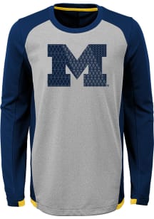 Michigan Wolverines Youth Grey Mainframe Long Sleeve T-Shirt