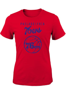 Philadelphia 76ers Girls Red Soft Short Sleeve Tee