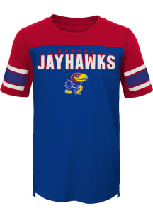 Kansas Jayhawks Youth Blue 50 Yard Dash Short Sleeve Fashion T-Shirt