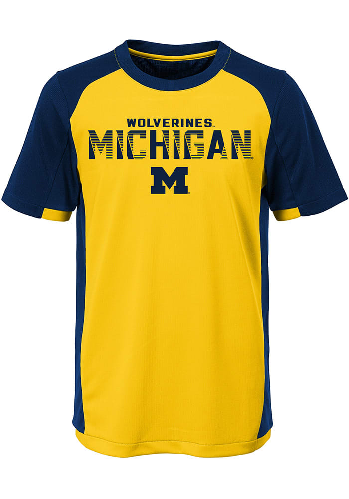 Michigan Wolverines Youth Navy Blue Circuit Breaker Short Sleeve T-Shirt
