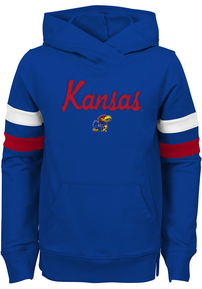 Kansas Jayhawks Girls Blue Claim to Fame Long Sleeve Hooded Sweatshirt
