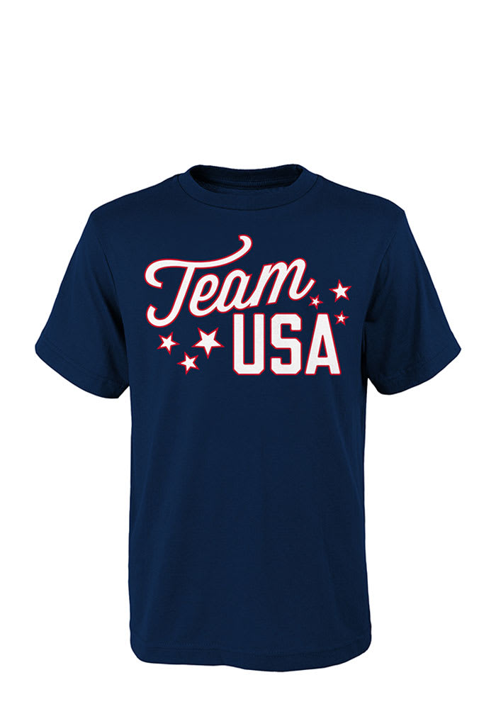 Team USA Navy Blue Script Short Sleeve T Shirt