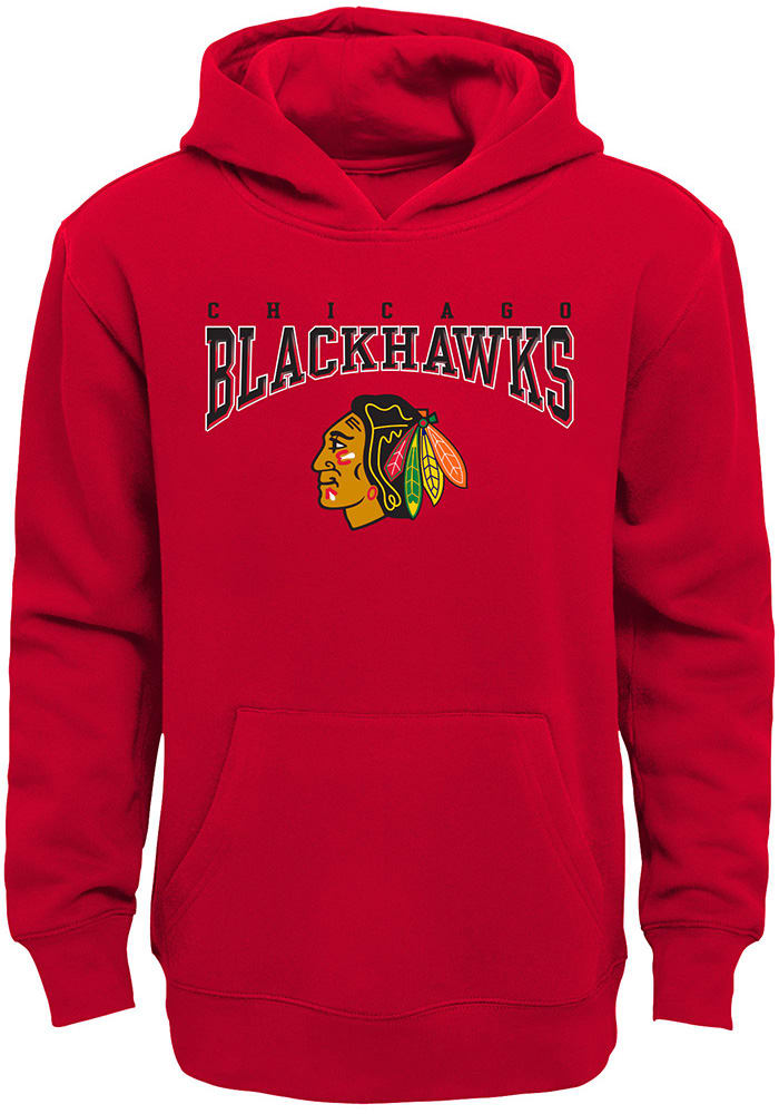 Chicago Blackhawks Youth Red Fadeout Long Sleeve Hoodie