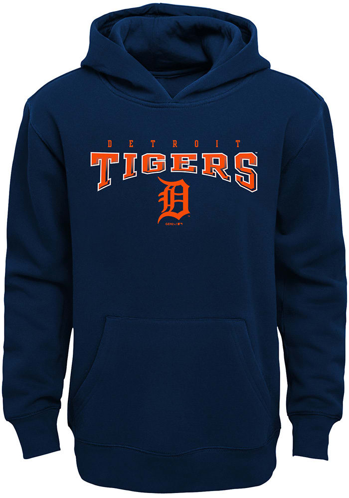Detroit Tigers Youth Navy Blue Fadeout Long Sleeve Hoodie