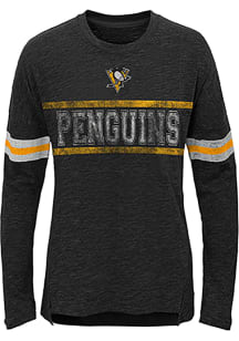 Pittsburgh Penguins Girls Black Pacesetter Long Sleeve T-shirt