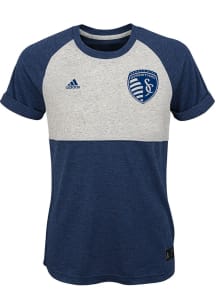 Sporting Kansas City Girls Navy Blue Club Top Short Sleeve Fashion T-Shirt