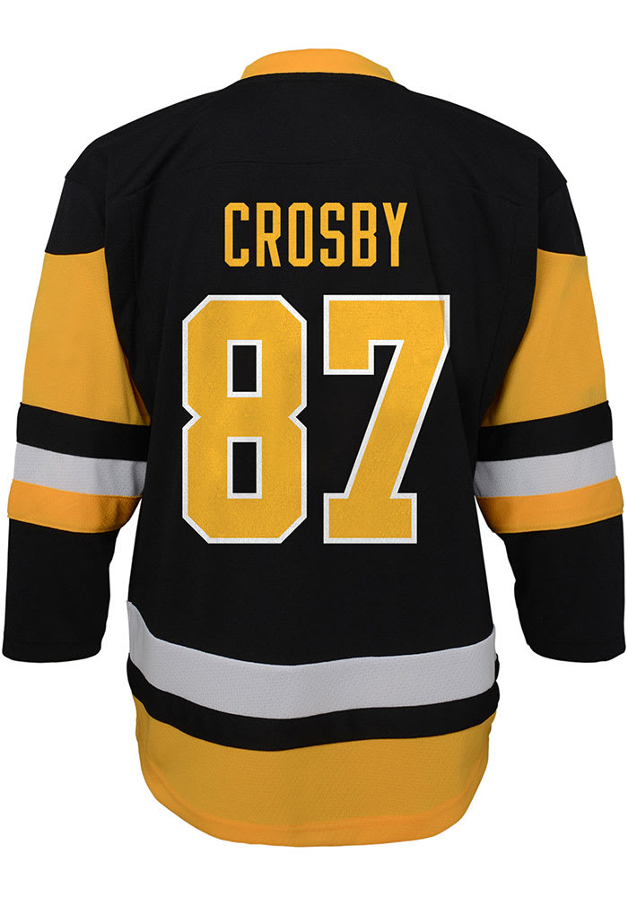 Sidney Crosby Pittsburgh Penguins Boys Black 4-7 Replica Hockey Jersey