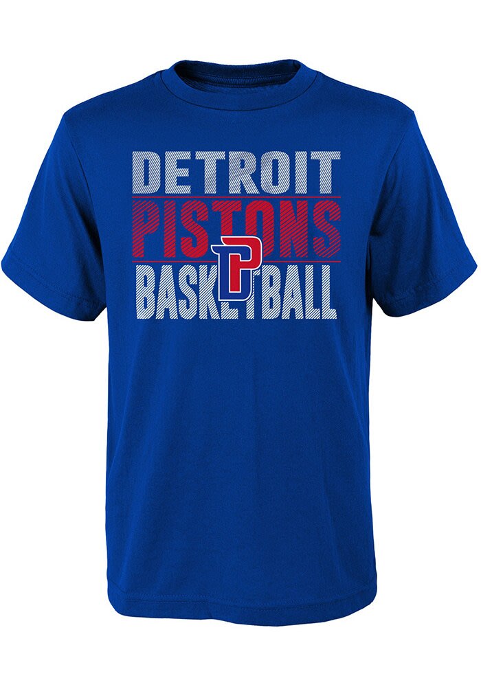Detroit Pistons Youth Blue Trilateral Short Sleeve Tee