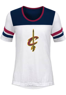 Cleveland Cavaliers Girls White Point Guard Short Sleeve Fashion T-Shirt