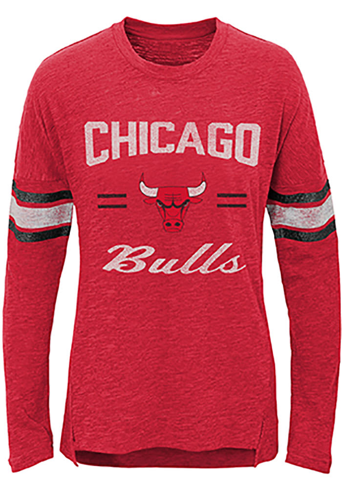 Chicago Bulls Girls Red Team Captain Long Sleeve T-shirt