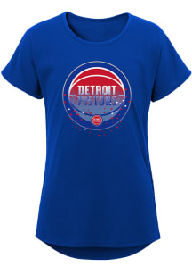 Detroit Pistons Girls Blue Heart Drops Short Sleeve Fashion T-Shirt