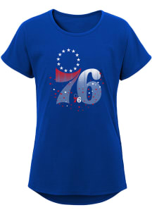 Philadelphia 76ers Girls Blue Heart Drops Short Sleeve Fashion T-Shirt