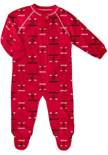 Chicago Bulls Baby Red Raglan Zip Up Coverall Loungewear One Piece Pajamas