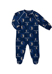 Dallas Mavericks Baby Navy Blue Raglan Zip Up Coverall Loungewear One Piece Pajamas