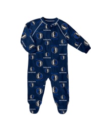 Dallas Mavericks Baby Blue Raglan Zip Up Coverall Loungewear One Piece Pajamas