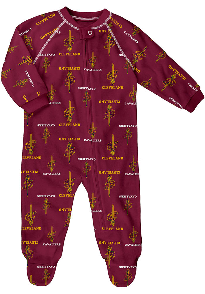 Cleveland Cavaliers Baby Red Raglan Zip Up Coverall Loungewear One Piece Pajamas