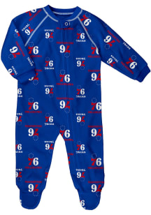 Philadelphia 76ers Baby Blue Raglan Zip Up Coverall Loungewear One Piece Pajamas