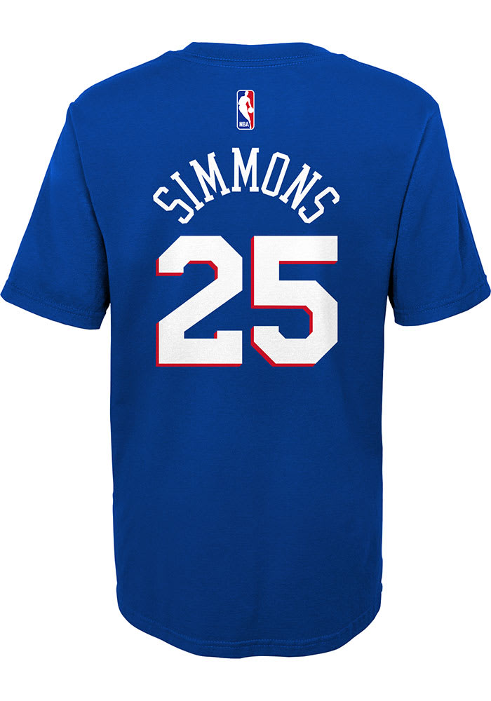 Ben Simmons Philadelphia 76ers Boys Blue Name and Number Short Sleeve T-Shirt