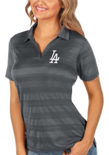 Antigua Los Angeles Dodgers Womens Grey Compass Short Sleeve Polo Shirt