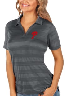 Antigua Philadelphia Phillies Womens Grey Compass Short Sleeve Polo Shirt