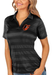 Antigua Baltimore Orioles Womens Black Compass Short Sleeve Polo Shirt