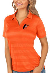 Antigua Baltimore Orioles Womens Orange Compass Short Sleeve Polo Shirt