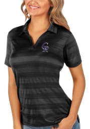 Antigua Colorado Rockies Womens Black Compass Short Sleeve Polo Shirt