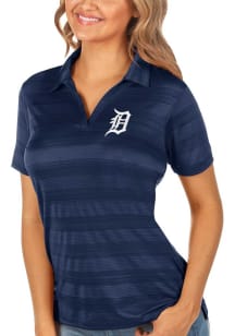 Antigua Detroit Tigers Womens Navy Blue Compass Short Sleeve Polo Shirt