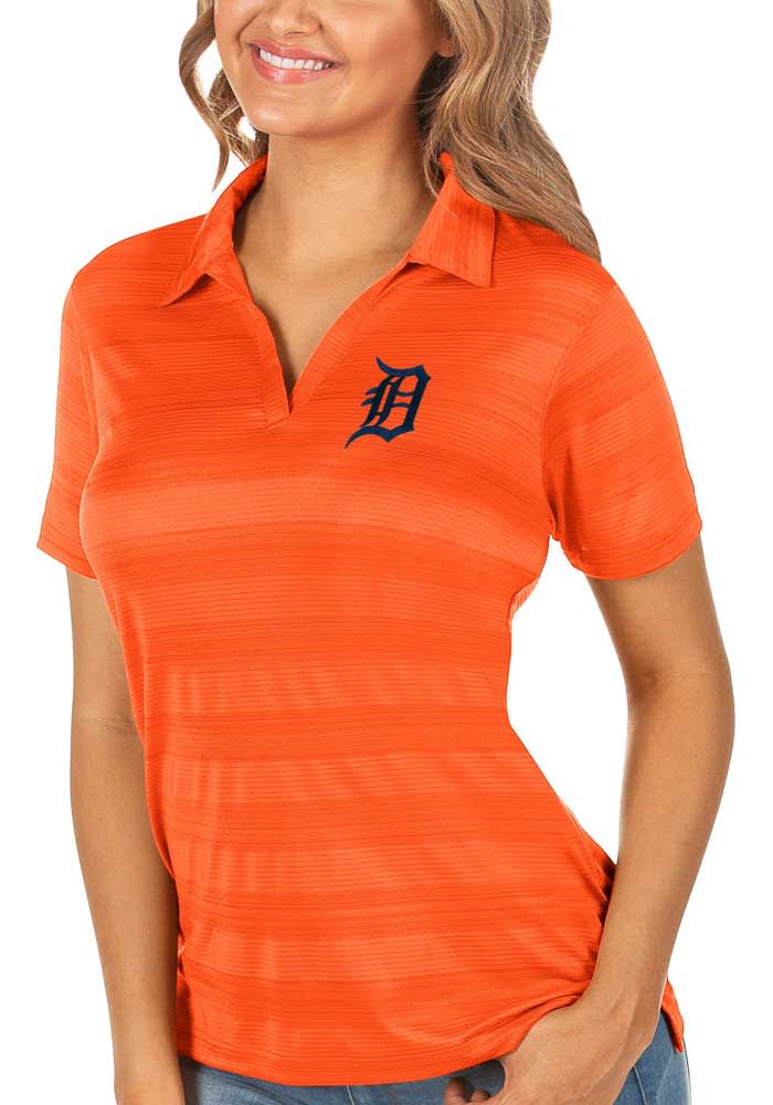 Antigua Detroit Tigers Orange Legacy Pique Short Sleeve Polo, Orange, 100% POLYESTER, Size XL, Rally House