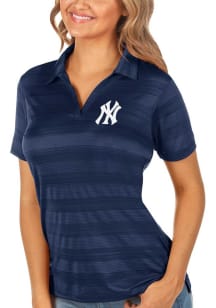 Antigua New York Yankees Womens Navy Blue Compass Short Sleeve Polo Shirt