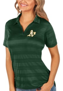 Antigua Oakland Athletics Womens Green Compass Short Sleeve Polo Shirt