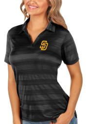 Antigua San Diego Padres Womens Black Compass Short Sleeve Polo Shirt