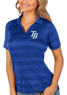 Antigua Tampa Bay Rays Womens Blue Compass Short Sleeve Polo Shirt