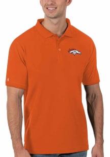 Antigua Denver Broncos Mens Orange Legacy Pique Short Sleeve Polo
