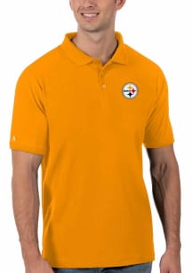 Antigua Pittsburgh Steelers Mens Gold Legacy Pique Short Sleeve Polo