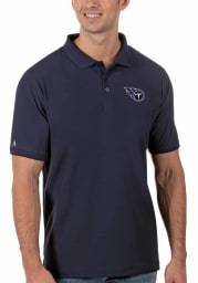 Antigua Tennessee Titans Mens Navy Blue Legacy Pique Short Sleeve Polo