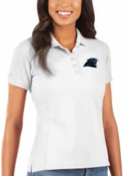 Antigua Carolina Panthers Womens White Legacy Pique Short Sleeve Polo Shirt