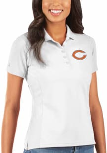 Antigua Chicago Bears Womens White Legacy Pique Short Sleeve Polo Shirt