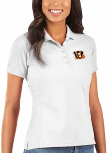 Antigua Cincinnati Bengals Womens White Legacy Pique Short Sleeve Polo Shirt