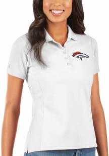 Antigua Denver Broncos Womens White Legacy Pique Short Sleeve Polo Shirt