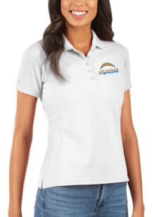 Antigua Los Angeles Chargers Womens White Legacy Pique Short Sleeve Polo Shirt