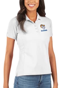 Antigua Los Angeles Rams Womens White Legacy Pique Short Sleeve Polo Shirt
